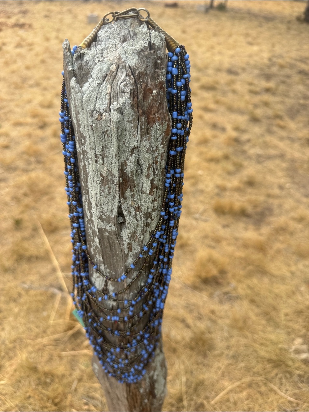 African handmade Multi-Strand Blue and Black Seed Bead Necklace - Women Jewelry